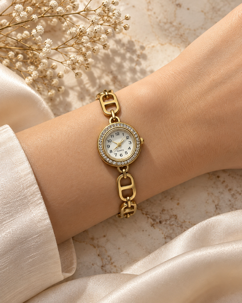 Gold Crystal Link Watch