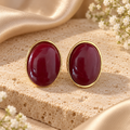 Χρυσά Σκουλαρίκια Bordeaux Oval