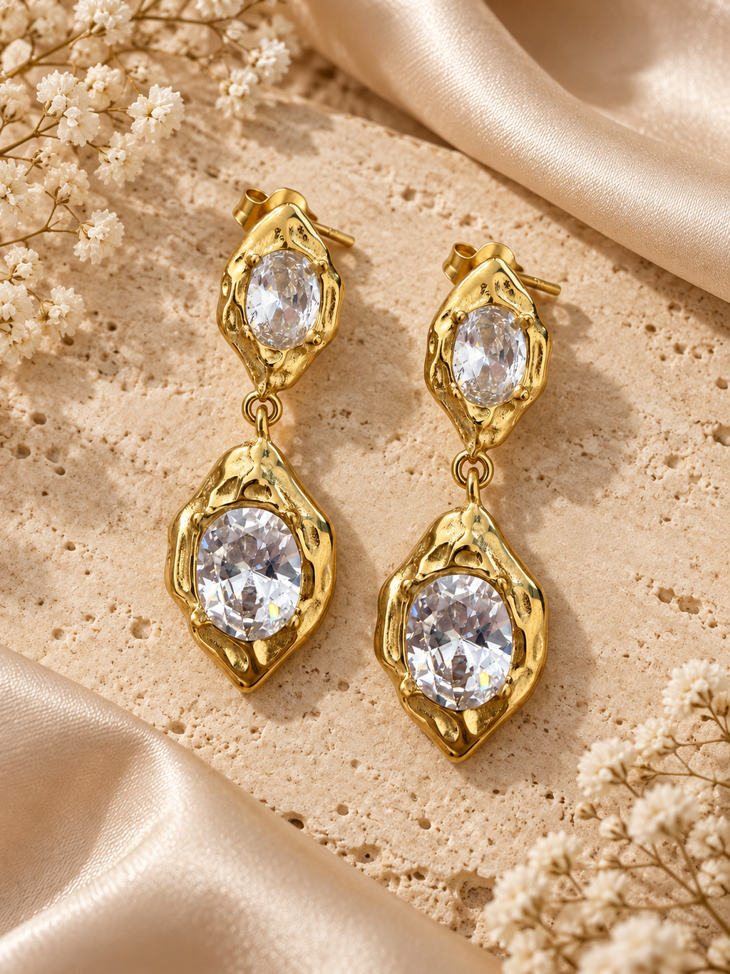 Χρυσά Σκουλαρίκια Crystal Drops