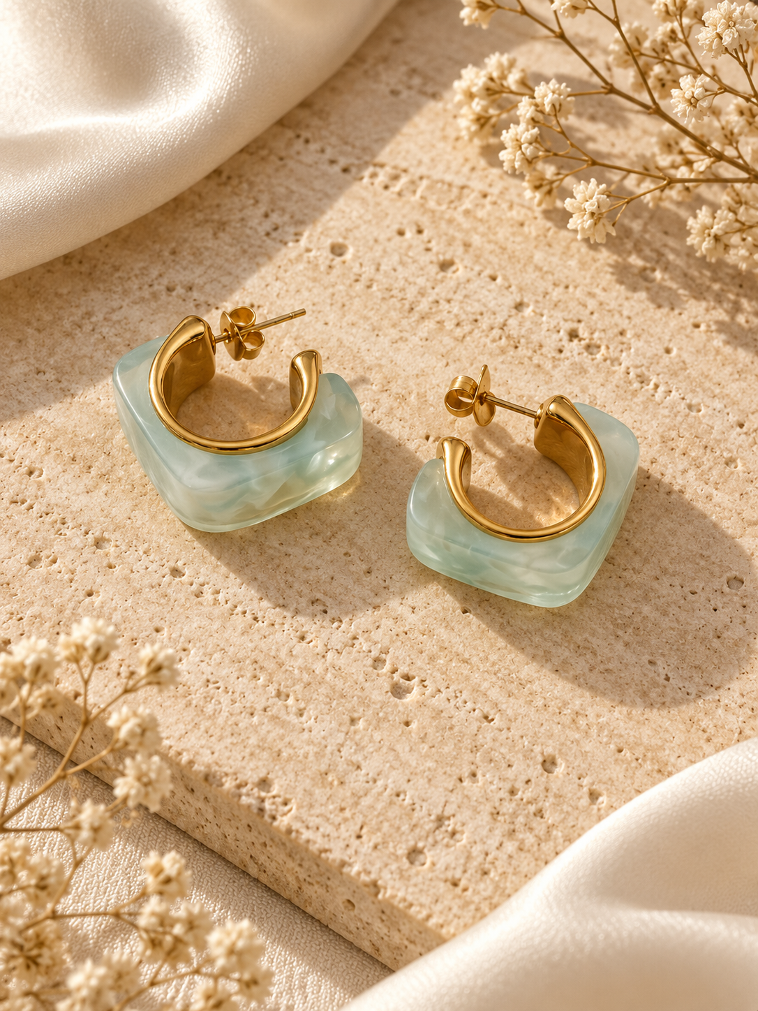 Χρυσά Σκουλαρίκια Aqua Hoops
