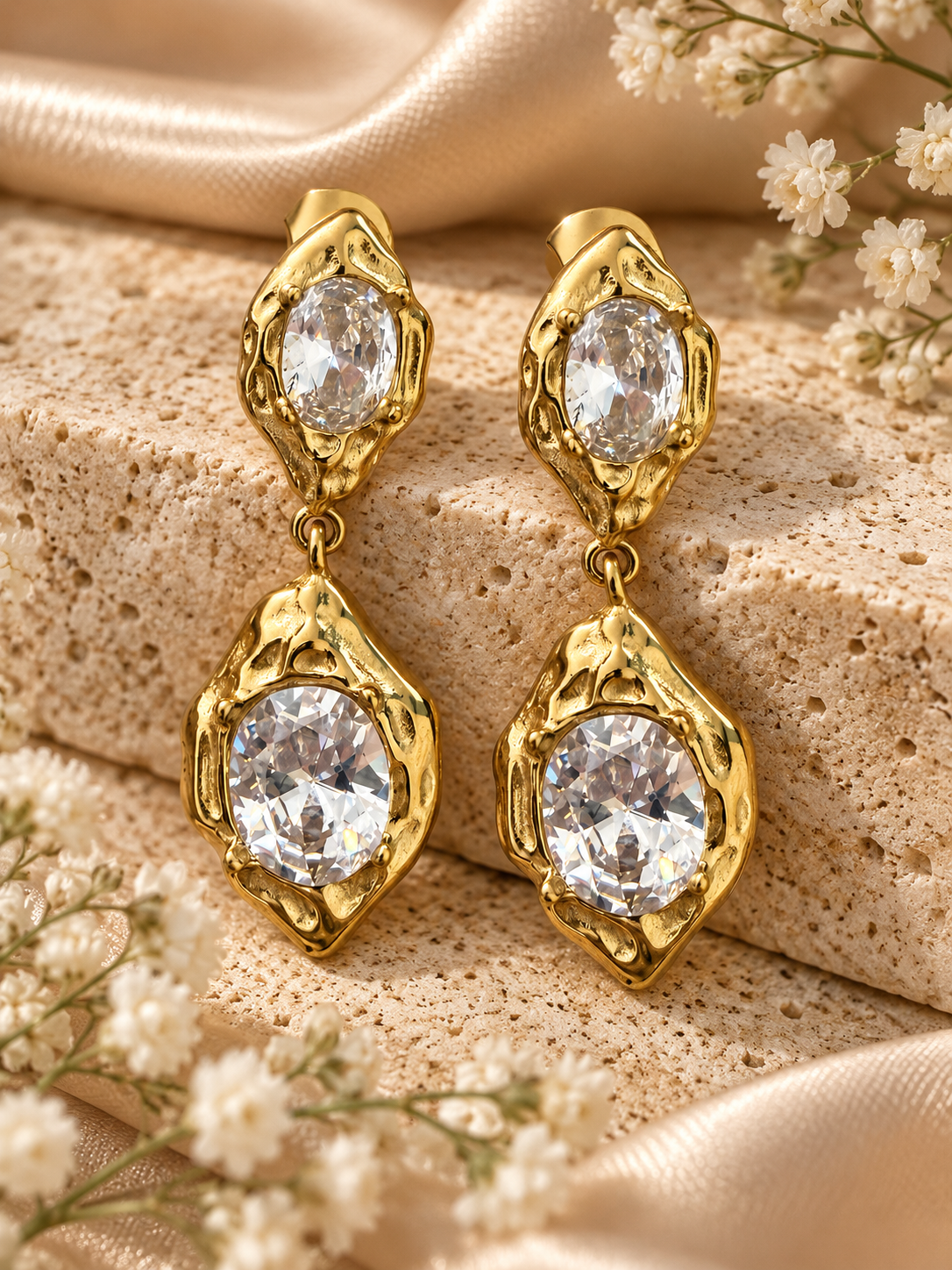 Χρυσά Σκουλαρίκια Crystal Drops