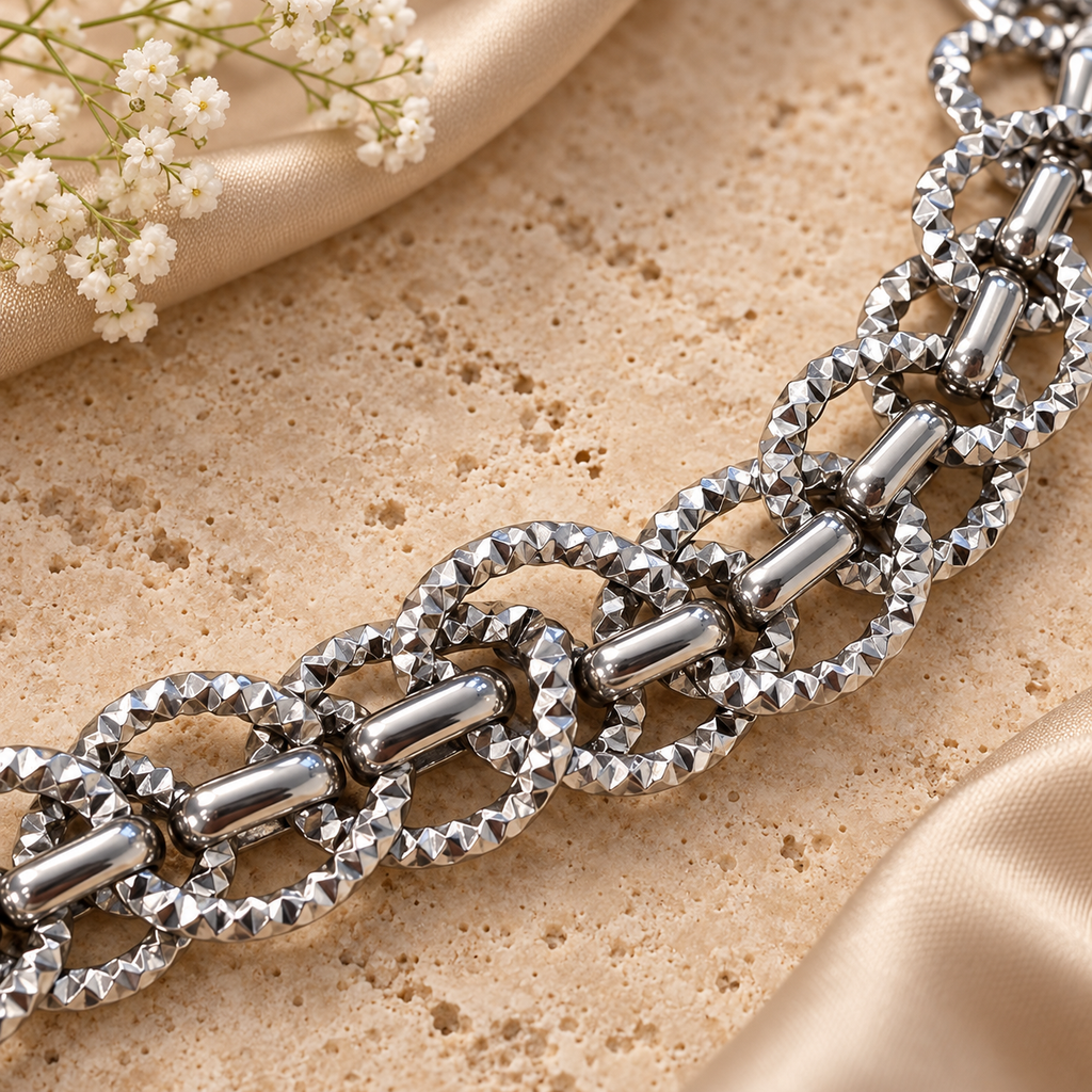 Ασημί Βραχιόλι Diamond Links