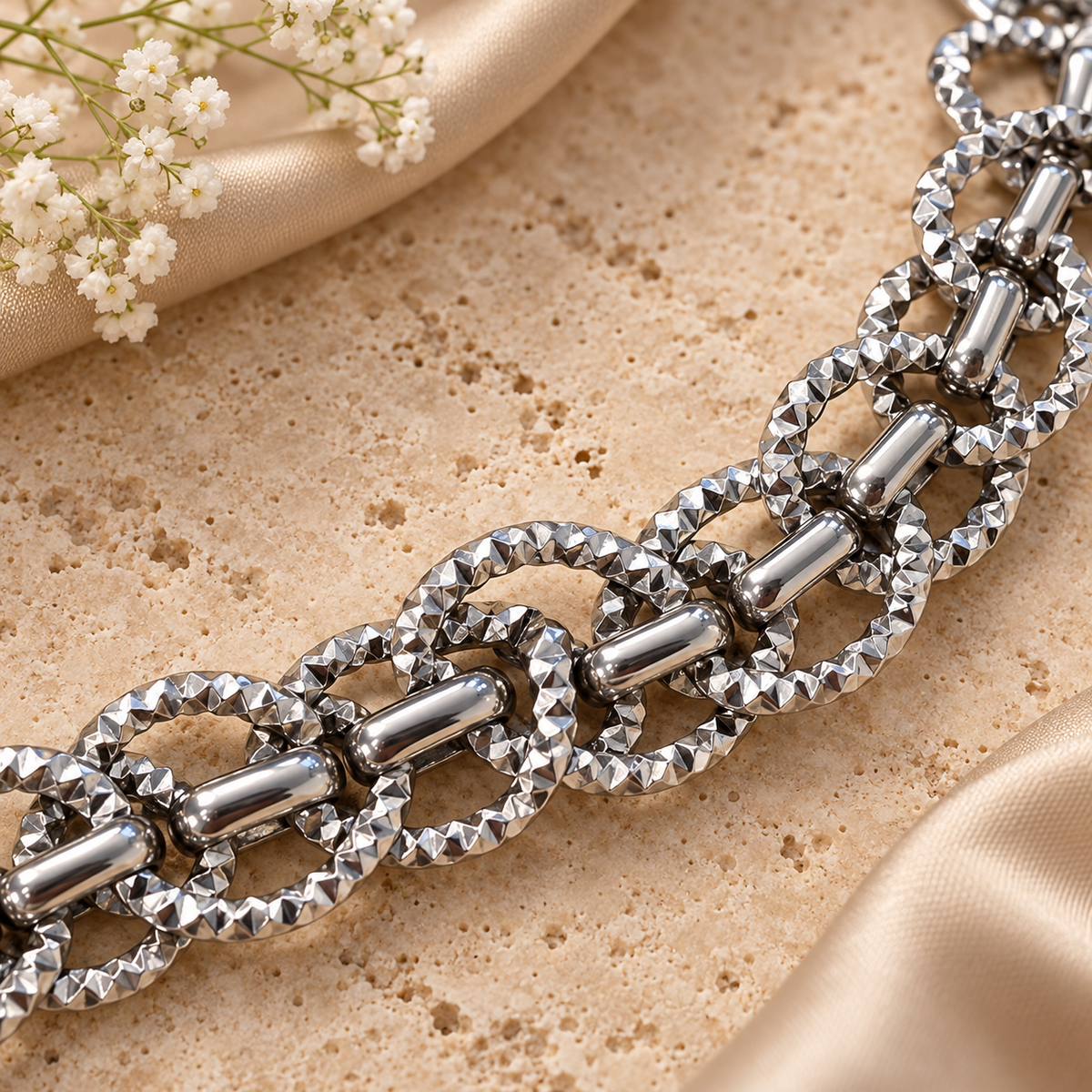 Ασημί Βραχιόλι Diamond Links