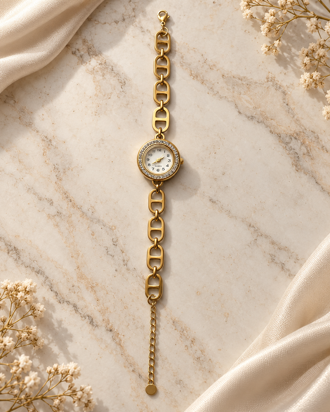 Gold Crystal Link Watch