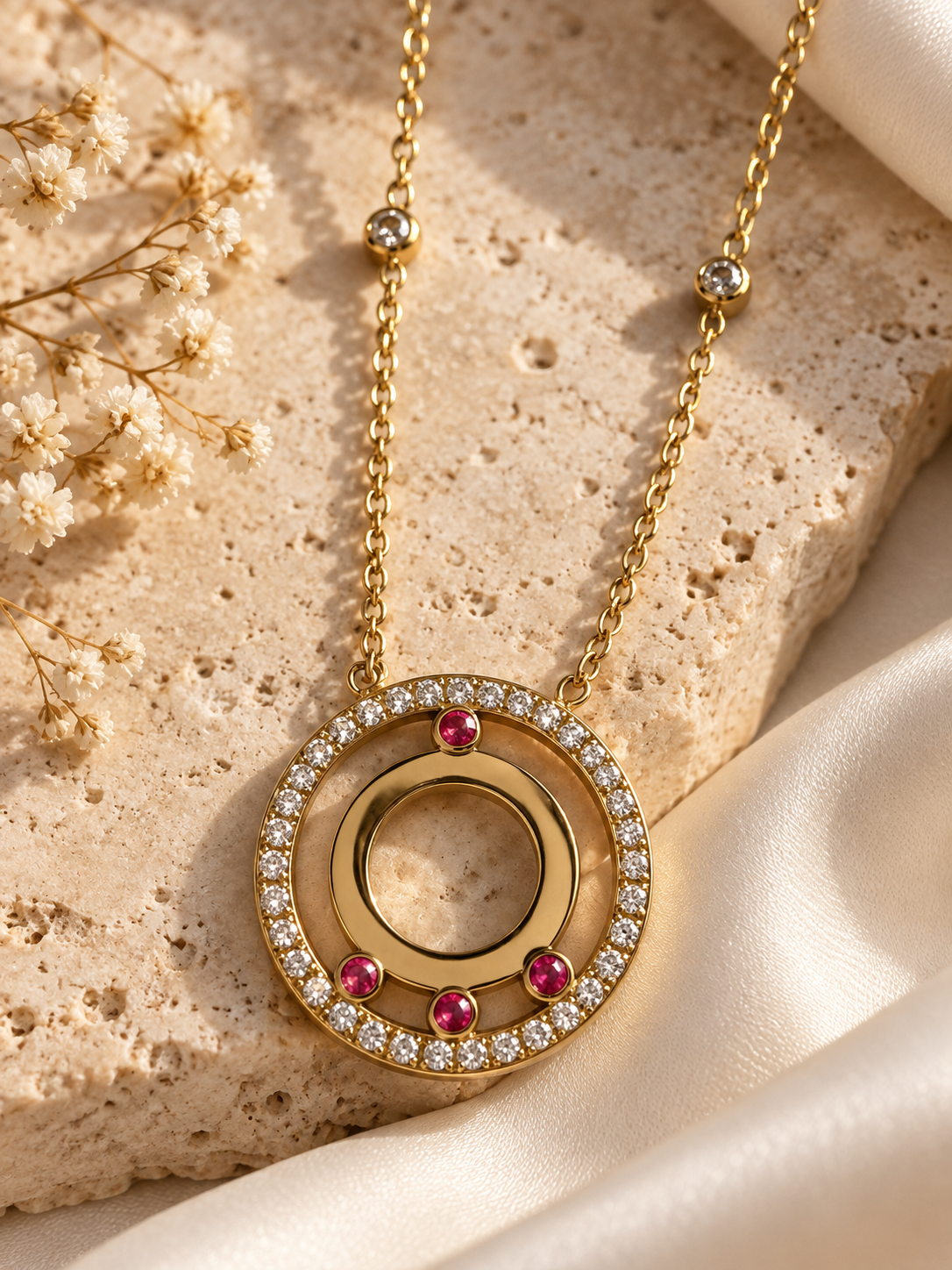 Pink Circle Necklace