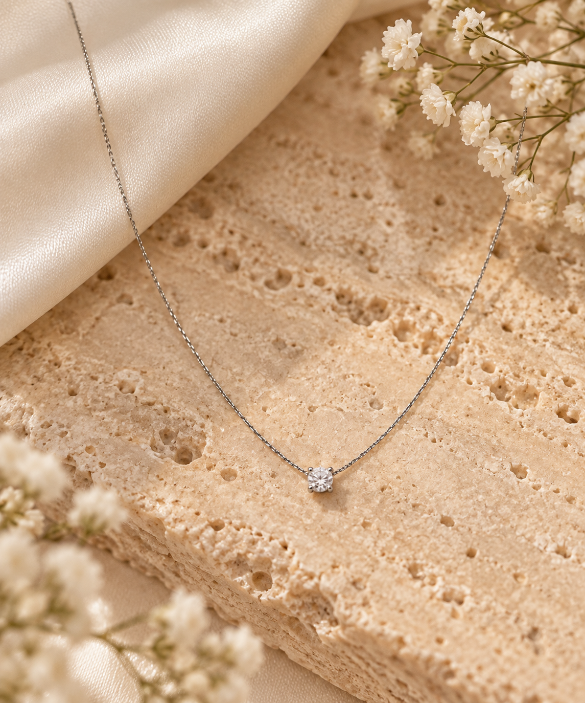 Silver Solitaire Necklace