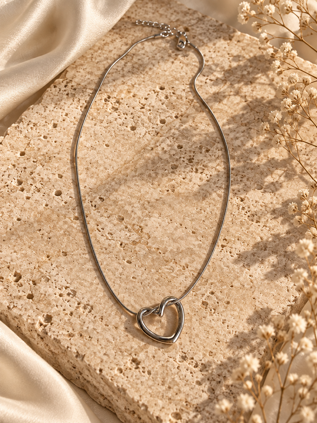 Silver Open Heart Necklace