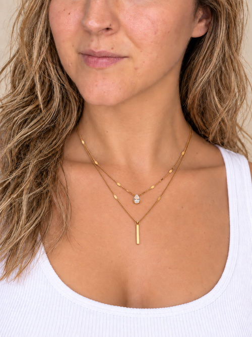 Crystal Bar Layered Necklace