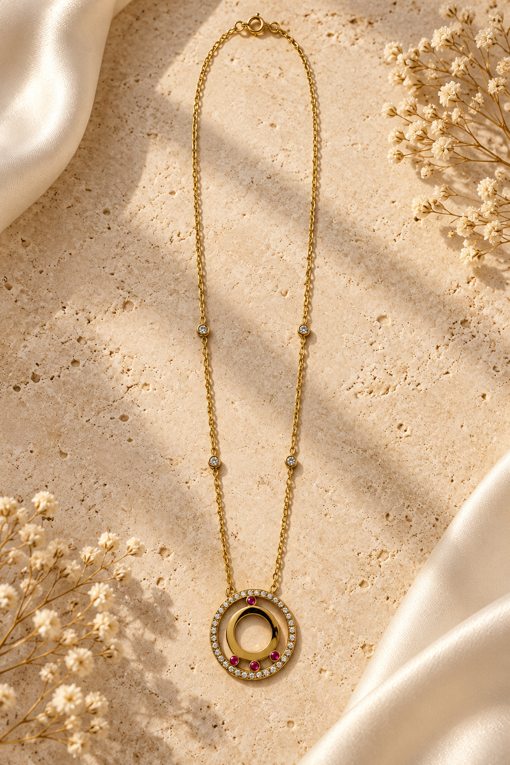 Pink Circle Necklace