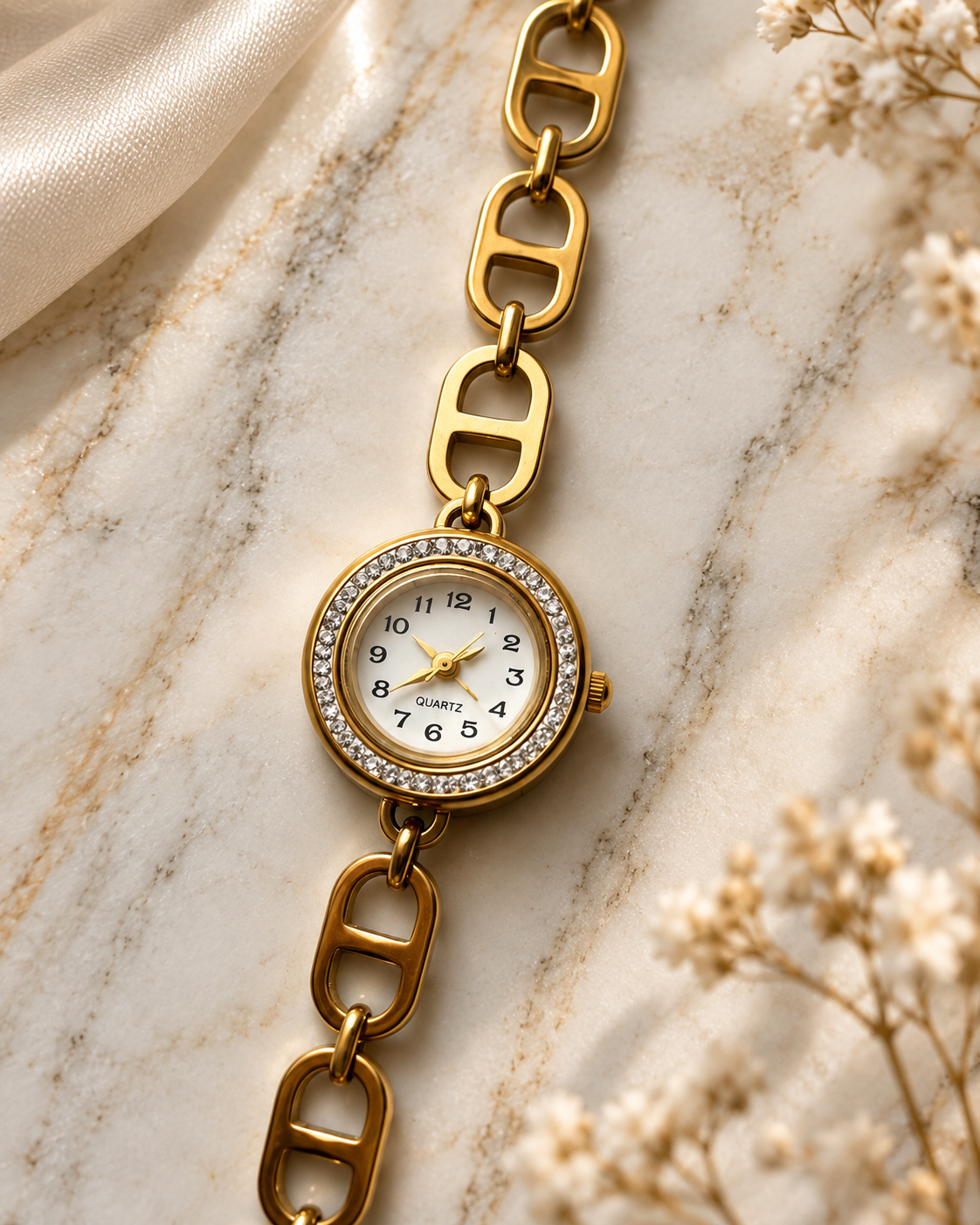 Gold Crystal Link Watch