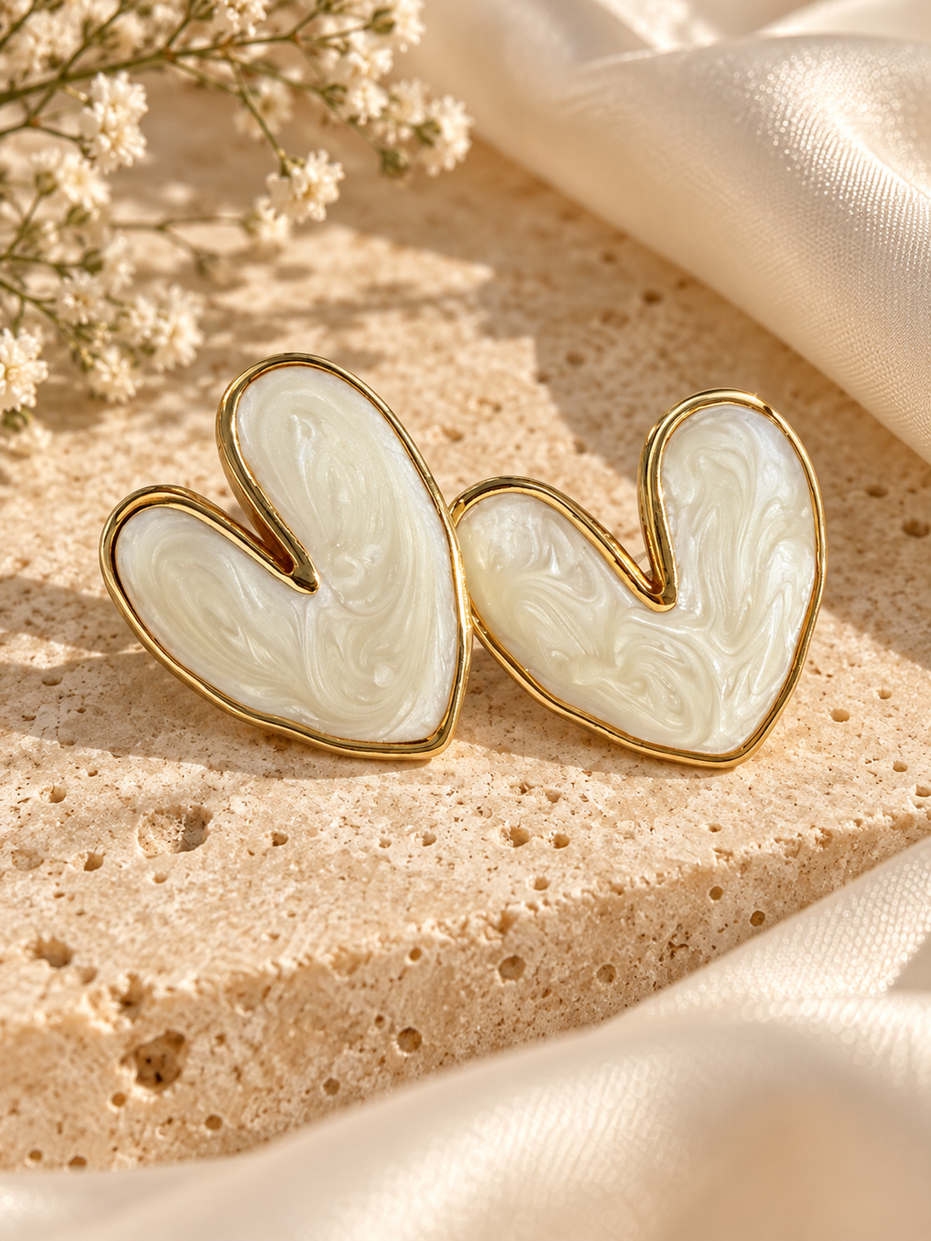 Χρυσά Σκουλαρίκια Pearl Heart