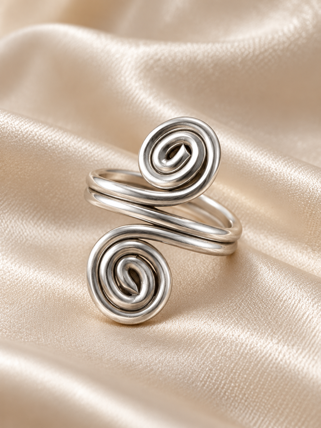 Ασημί Δαχτυλίδι Double Spiral