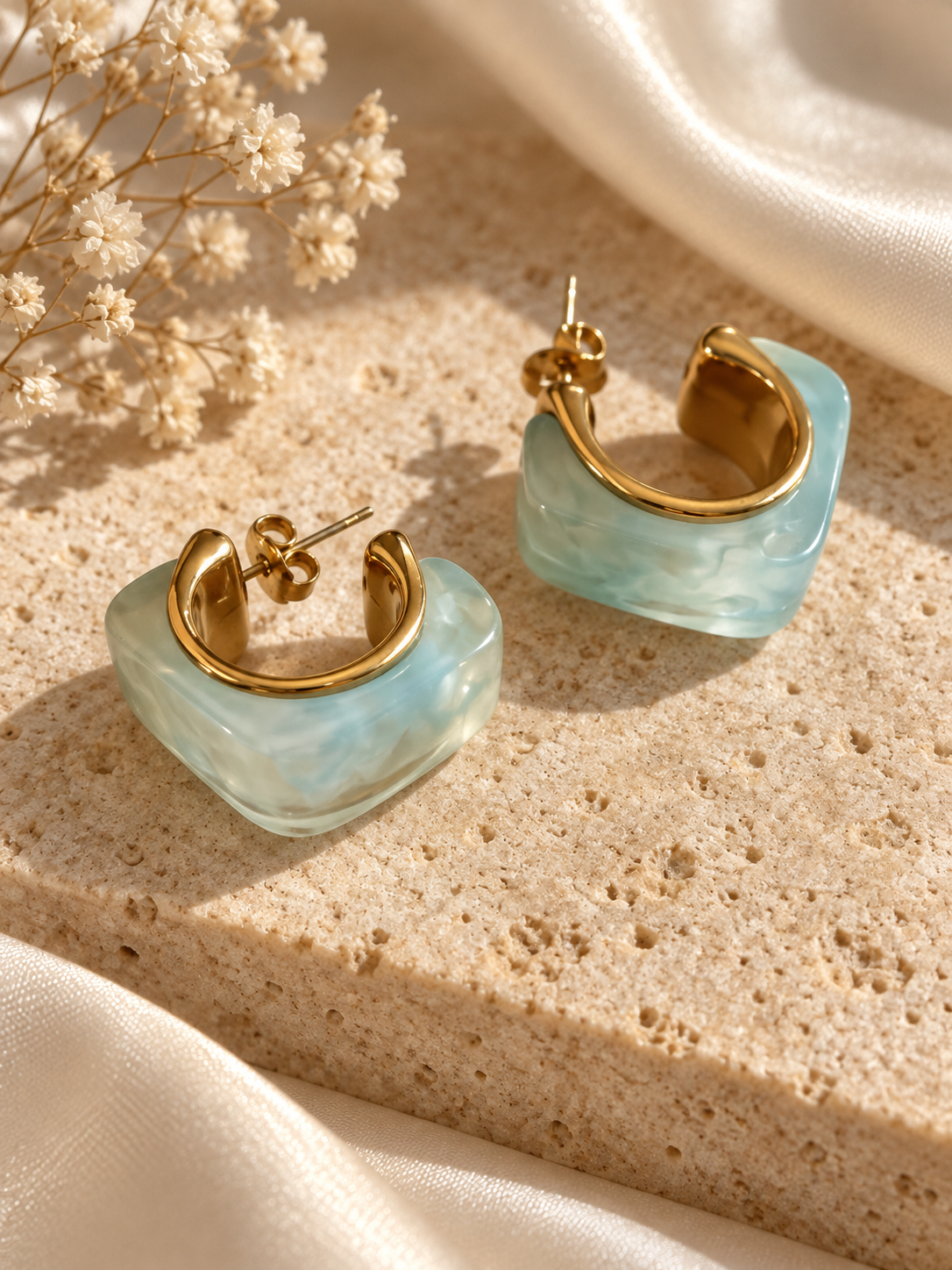 Χρυσά Σκουλαρίκια Aqua Hoops