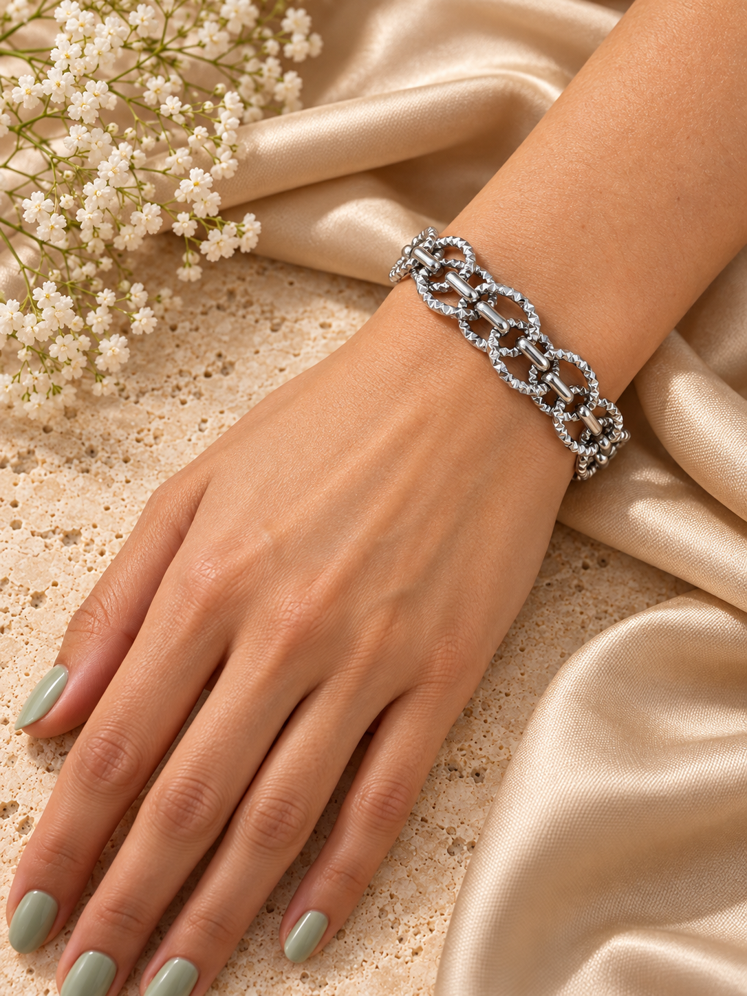 Ασημί Βραχιόλι Diamond Links