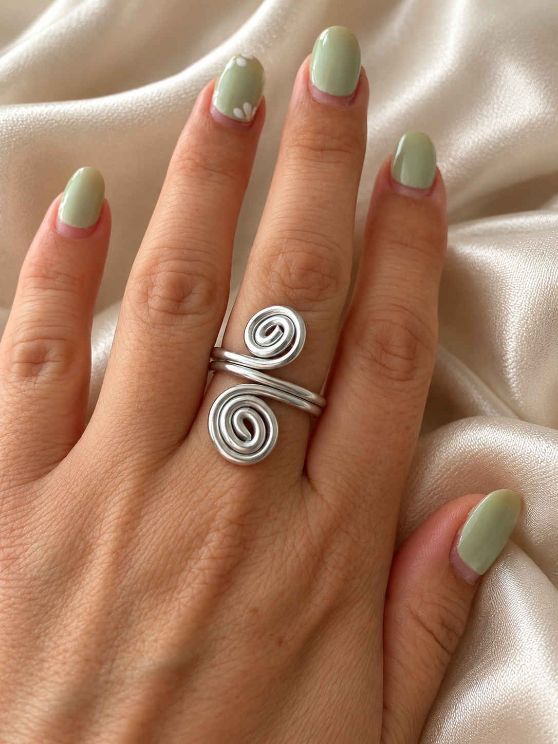 Ασημί Δαχτυλίδι Double Spiral