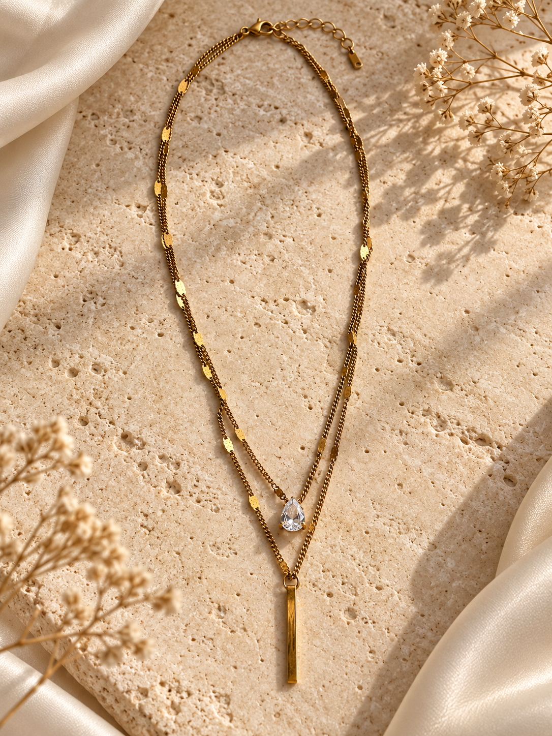 Crystal Bar Layered Necklace