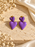 Μωβ Σκουλαρίκια Double Heart