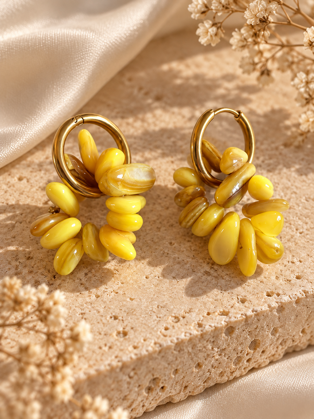 Χρυσά Σκουλαρίκια Yellow Drops