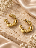 Χρυσά Σκουλαρίκια Twisted Hoops