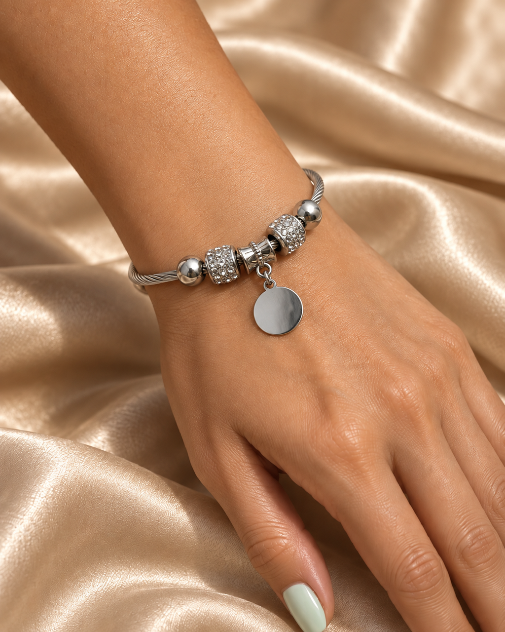 Ασημί Βραχιόλι Crystal Charm