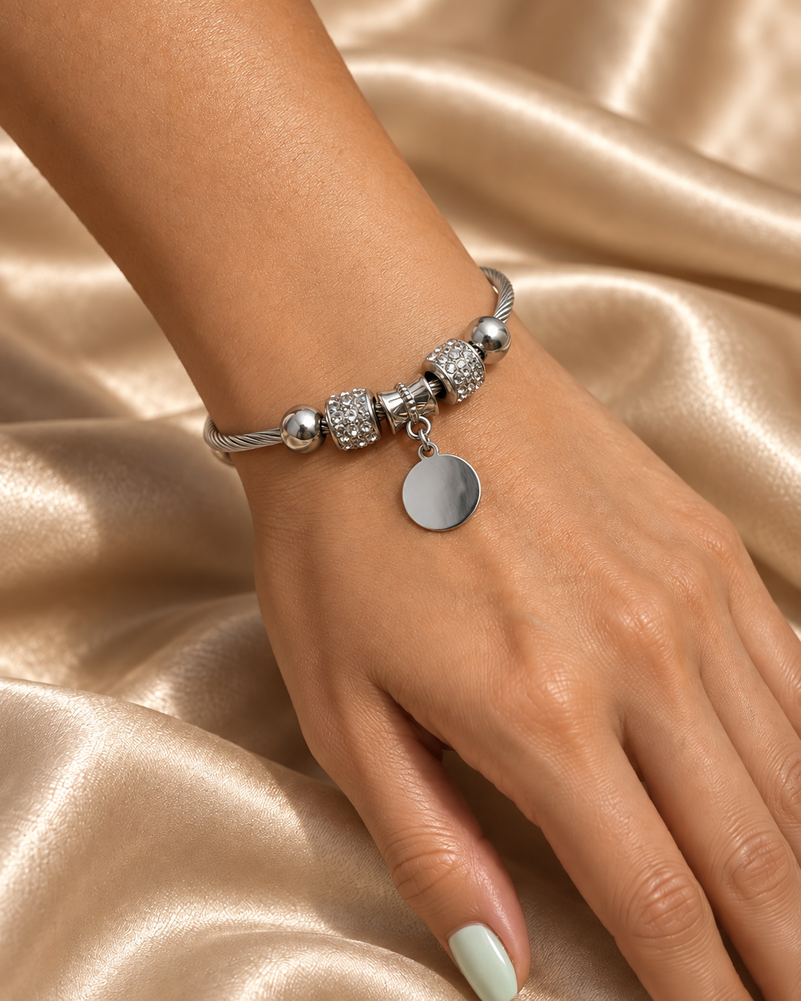 Ασημί Βραχιόλι Crystal Charm