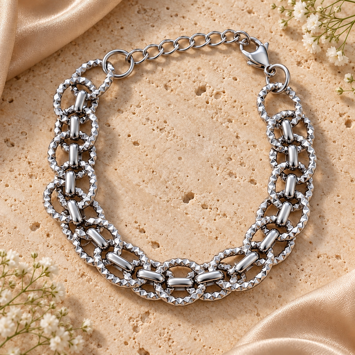 Ασημί Βραχιόλι Diamond Links
