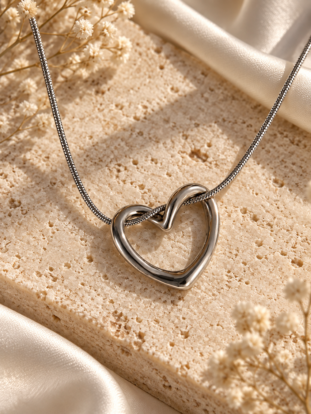 Silver Open Heart Necklace