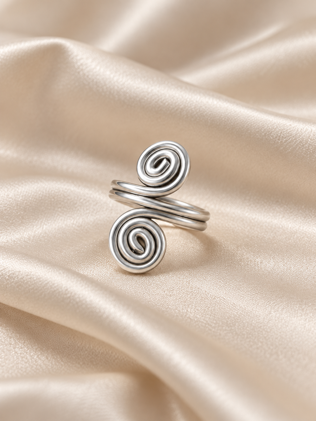 Ασημί Δαχτυλίδι Double Spiral