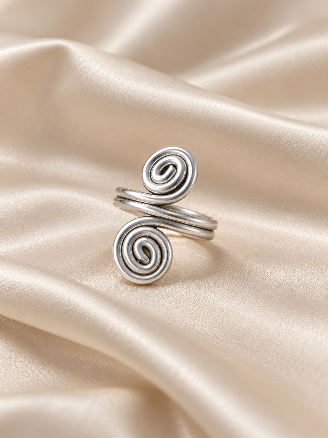 Ασημί Δαχτυλίδι Double Spiral