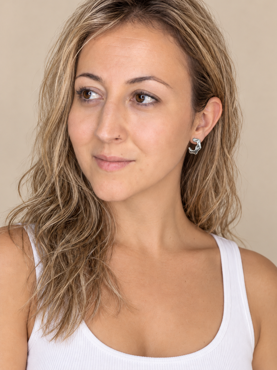 Ασημί Σκουλαρίκια Organic Hoops