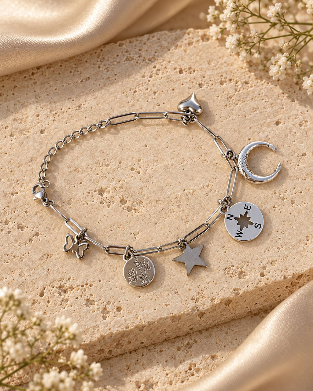 Ασημί Βραχιόλι Lucky Symbols