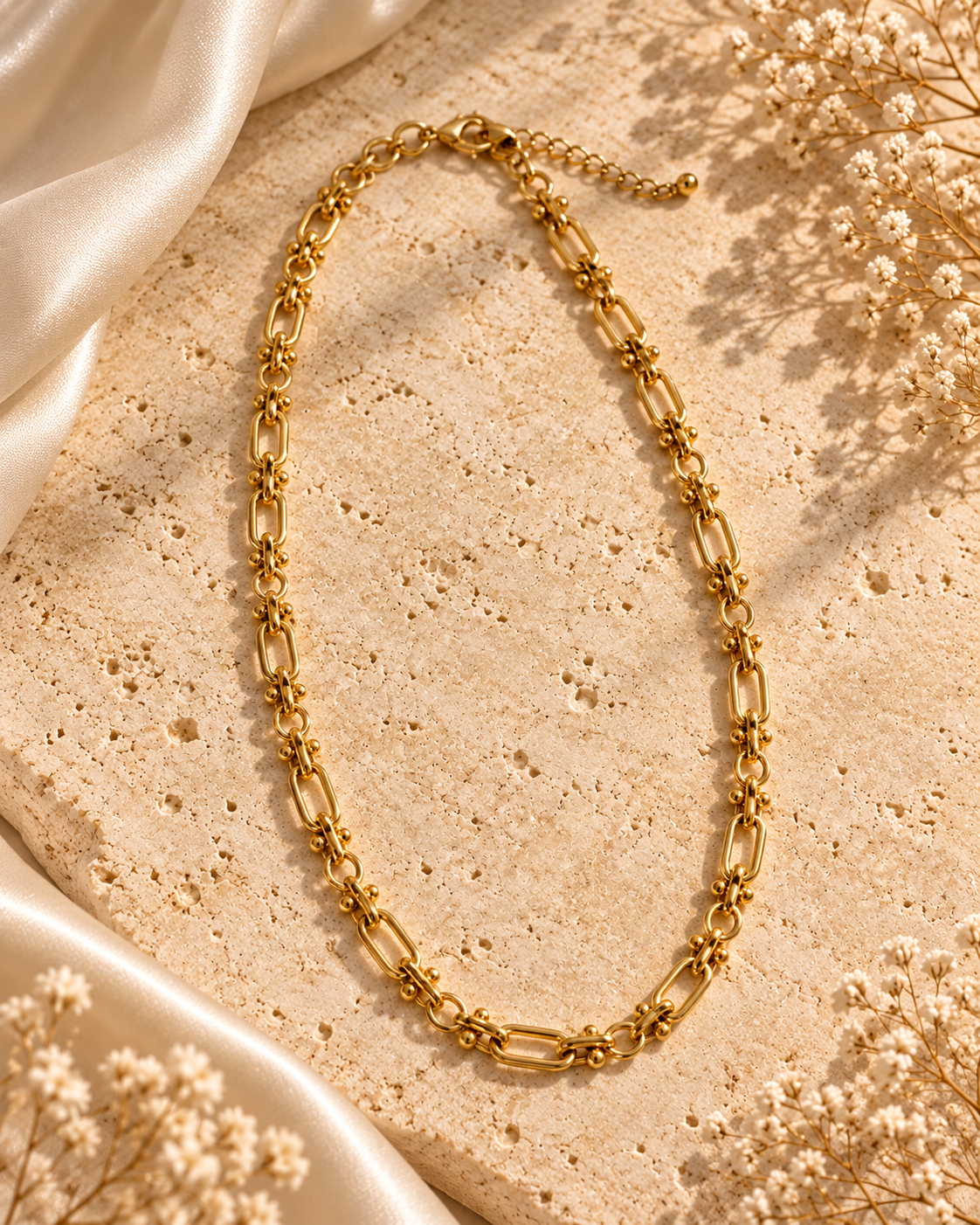 Χρυσό Κολιέ Link Beads