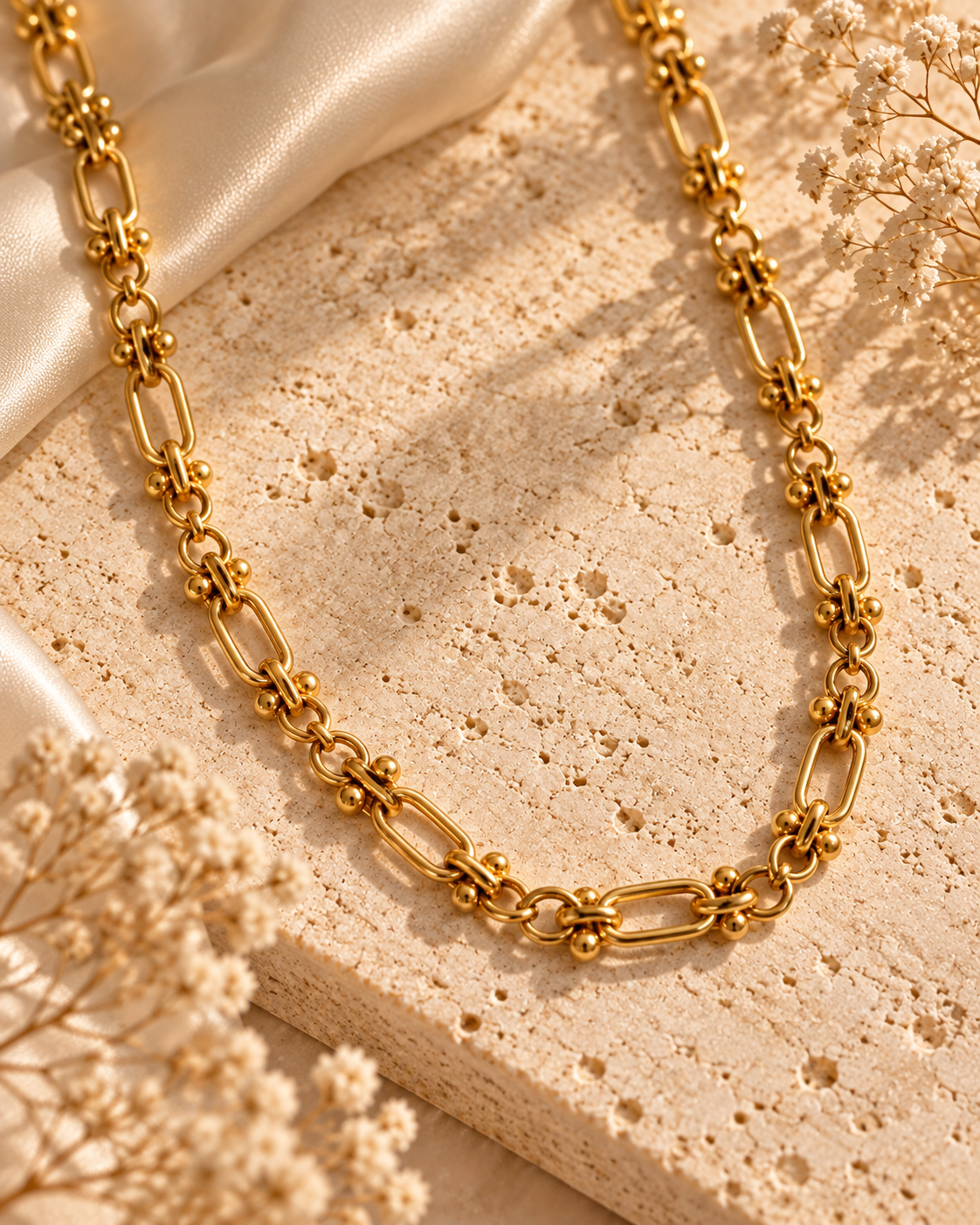 Χρυσό Κολιέ Link Beads