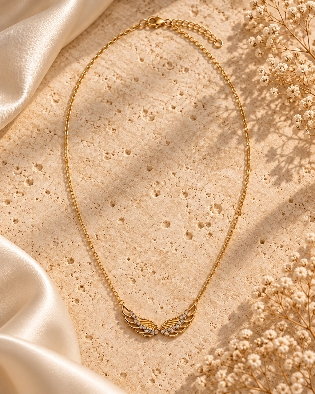 Χρυσό Κολιέ Crystal Angel Wings