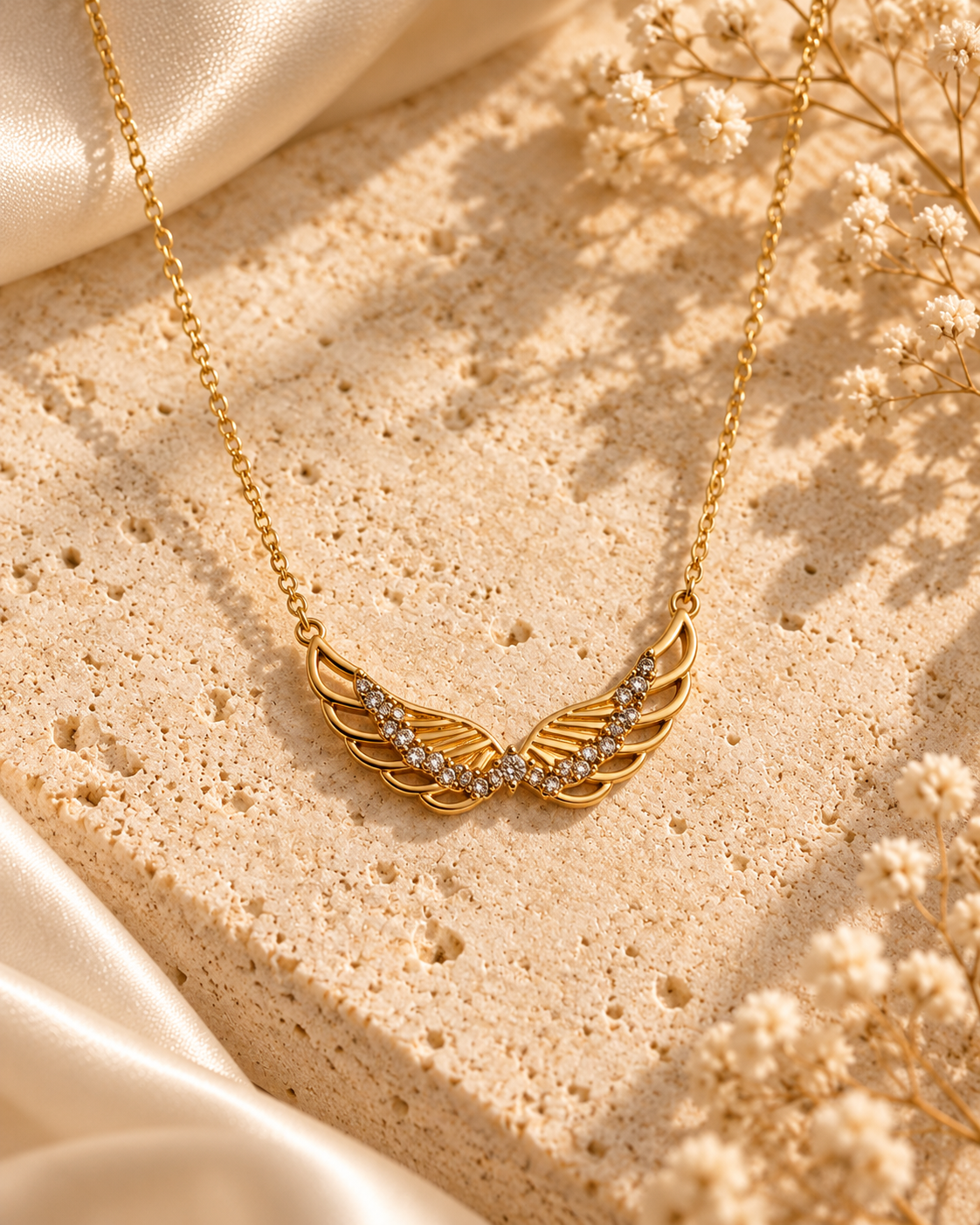 Χρυσό Κολιέ Crystal Angel Wings
