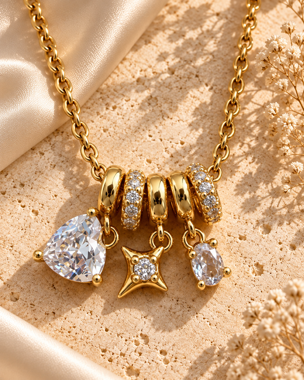 Χρυσό Κολιέ Crystal Charms