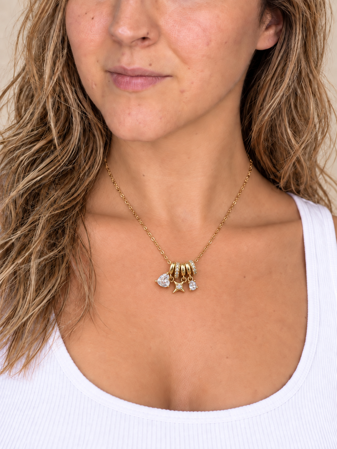 Χρυσό Κολιέ Crystal Charms