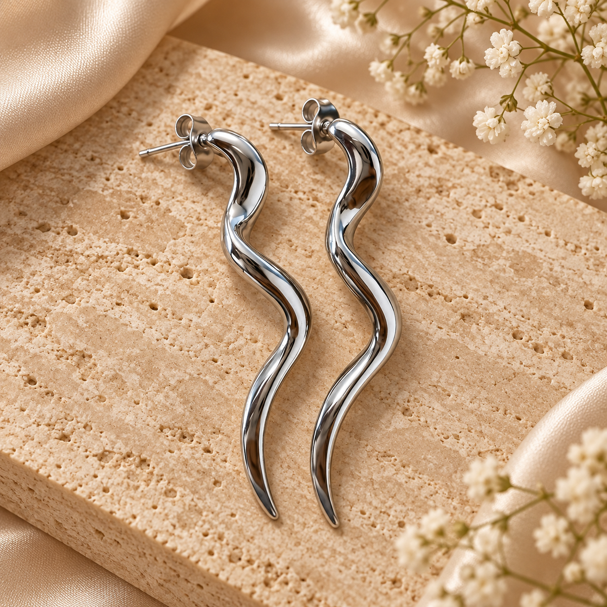 Ασημί Σκουλαρίκια Silver Waves