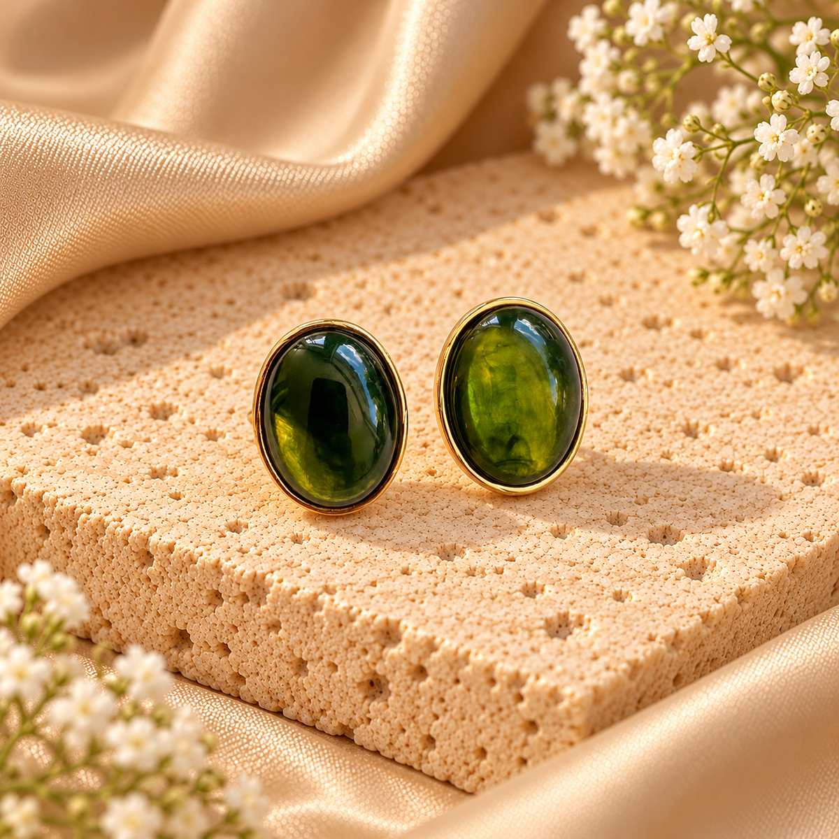 Χρυσά Σκουλαρίκια Olive Glow