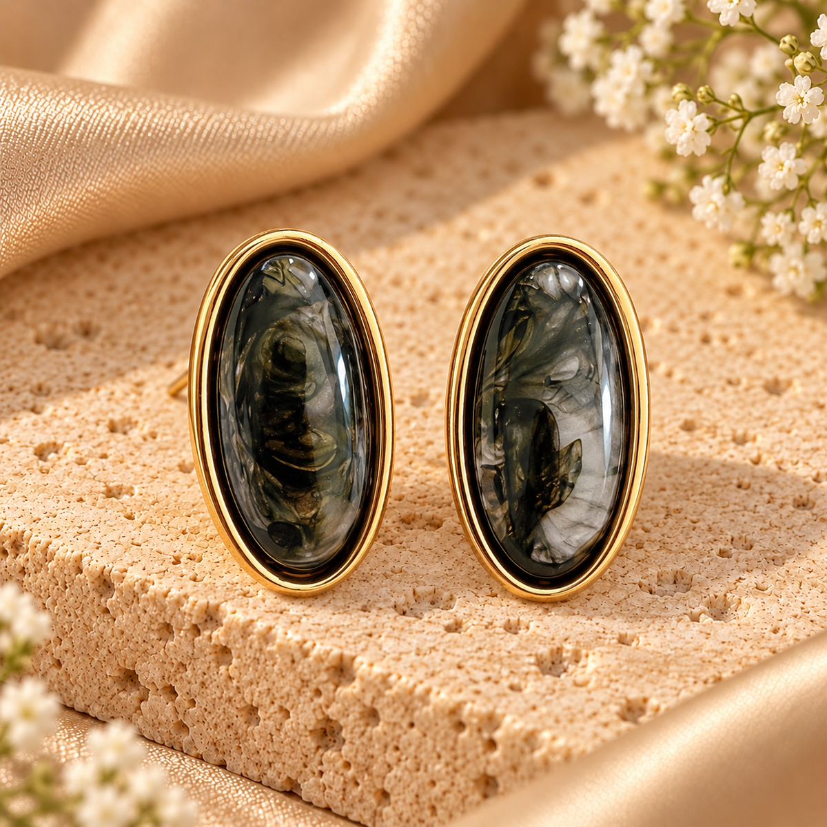 Χρυσά Σκουλαρίκια Smoky Oval