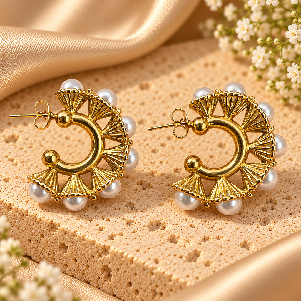 Χρυσά Σκουλαρίκια Golden Pearl