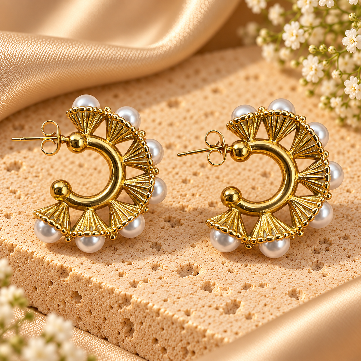 Χρυσά Σκουλαρίκια Golden Pearl